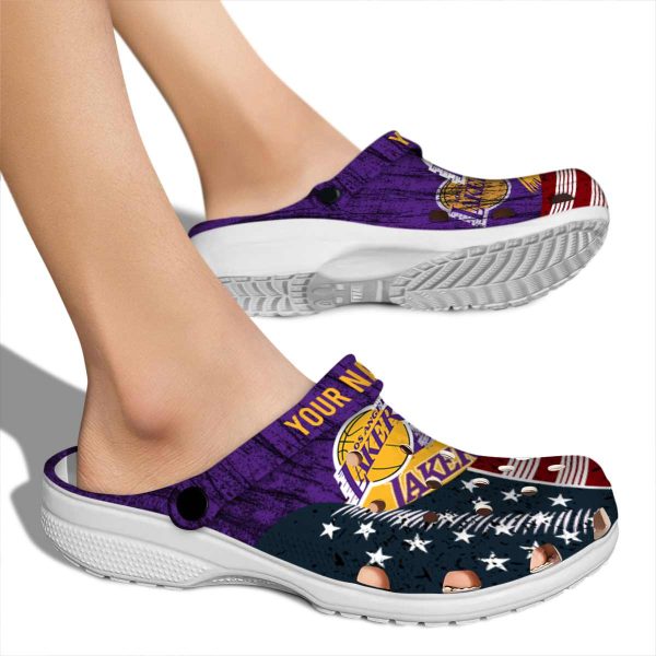 custom los angeles lakers star spangled side pattern crocs new arrival