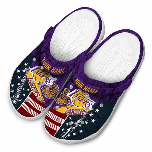 custom los angeles lakers star spangled side pattern crocs top rated
