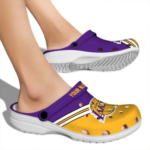 custom los angeles lakers striped accents crocs new arrival