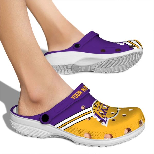 custom los angeles lakers striped accents crocs new arrival