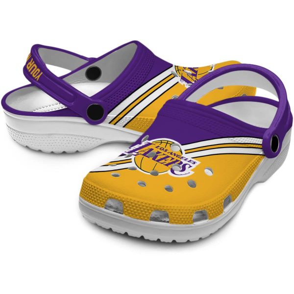 custom los angeles lakers striped accents crocs premium grade