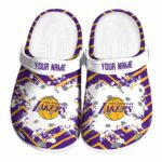 custom los angeles lakers zigzag paint burst crocs fashion forward