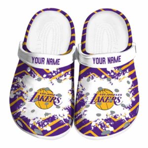 custom los angeles lakers zigzag paint burst crocs fashion forward