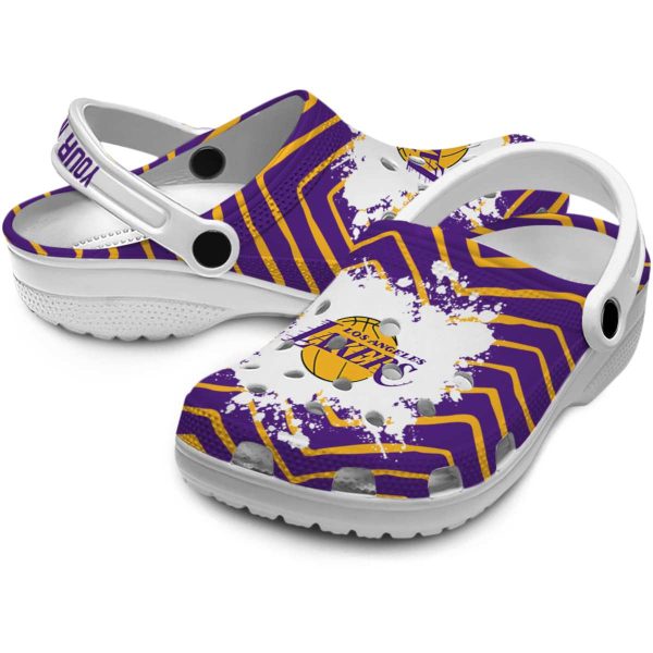 custom los angeles lakers zigzag paint burst crocs premium grade