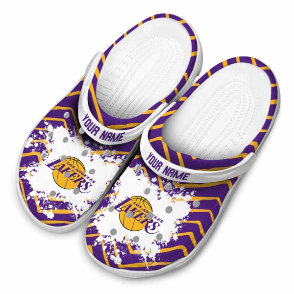 custom los angeles lakers zigzag paint burst crocs top rated