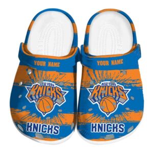custom new york knicks paint splatter graphics crocs fashion forward