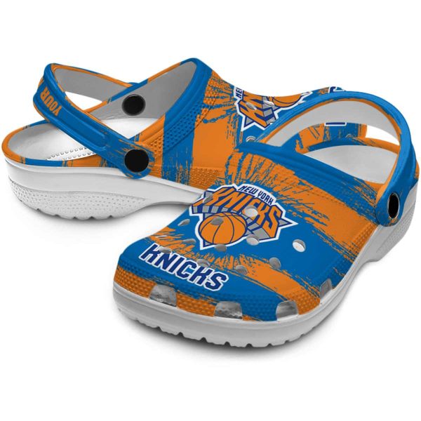 custom new york knicks paint splatter graphics crocs premium grade