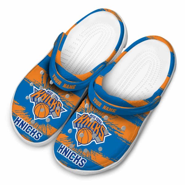 custom new york knicks paint splatter graphics crocs top rated