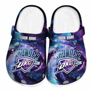 custom oklahoma city thunder galaxy swirl crocs fashion forward