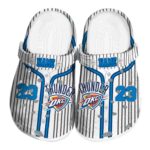 custom oklahoma city thunder pinstripe pattern crocs fashion forward