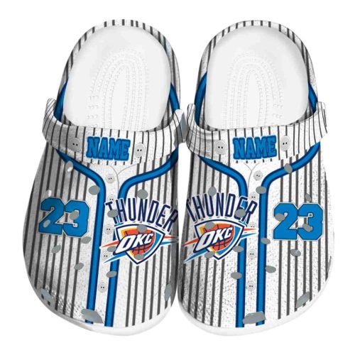 custom oklahoma city thunder pinstripe pattern crocs fashion forward