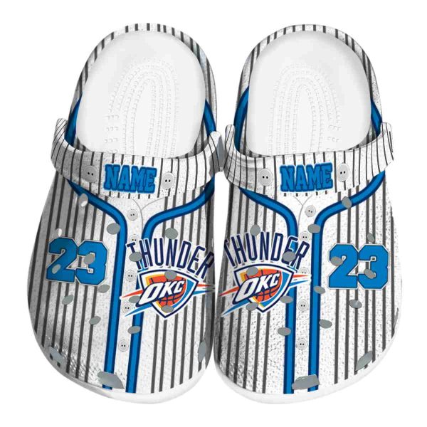 custom oklahoma city thunder pinstripe pattern crocs fashion forward