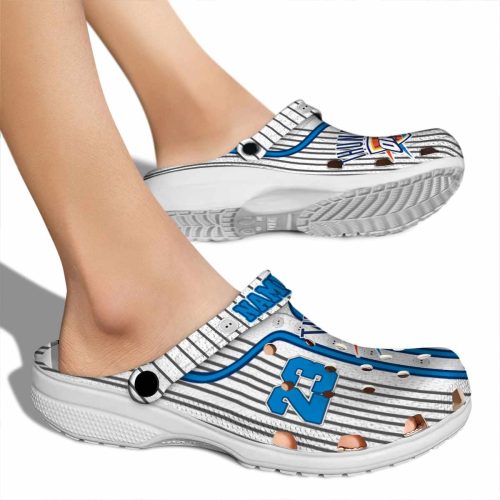 custom oklahoma city thunder pinstripe pattern crocs new arrival