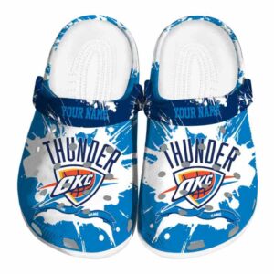 custom oklahoma city thunder splatter pattern crocs fashion forward