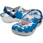 custom oklahoma city thunder splatter pattern crocs fashion forward