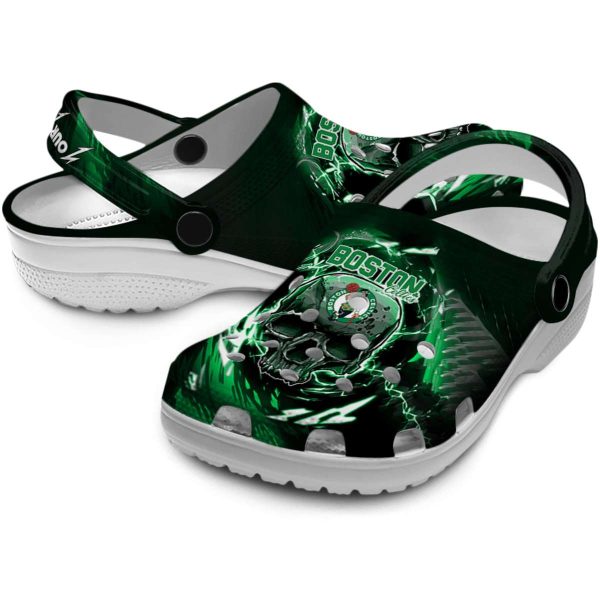 customized boston celtics gothic skull crocs premium grade