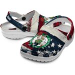 customized boston celtics patriotic stripes crocs fashion forward