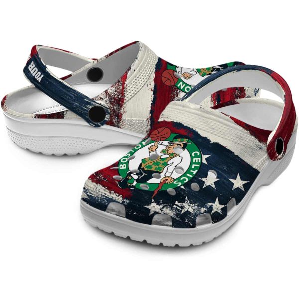 customized boston celtics patriotic stripes crocs premium grade