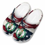 customized boston celtics patriotic stripes crocs fashion forward