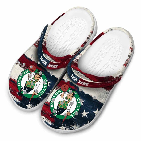 customized boston celtics patriotic stripes crocs top rated