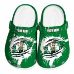 customized boston celtics splash motif background crocs fashion forward