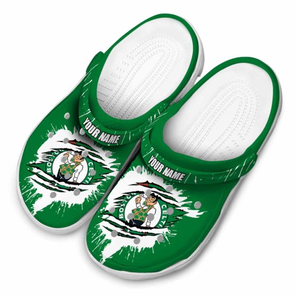 customized boston celtics splash motif background crocs top rated