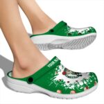 customized boston celtics splatter background crocs fashion forward