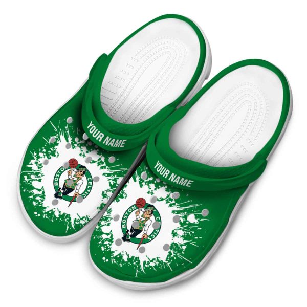 customized boston celtics splatter background crocs top rated