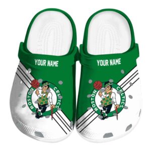 customized boston celtics striped accents crocs fashion forward