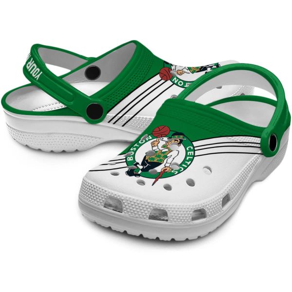 customized boston celtics striped accents crocs premium grade