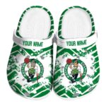 customized boston celtics zigzag paint burst crocs fashion forward
