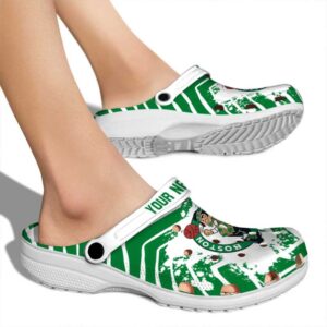 customized boston celtics zigzag paint burst crocs new arrival