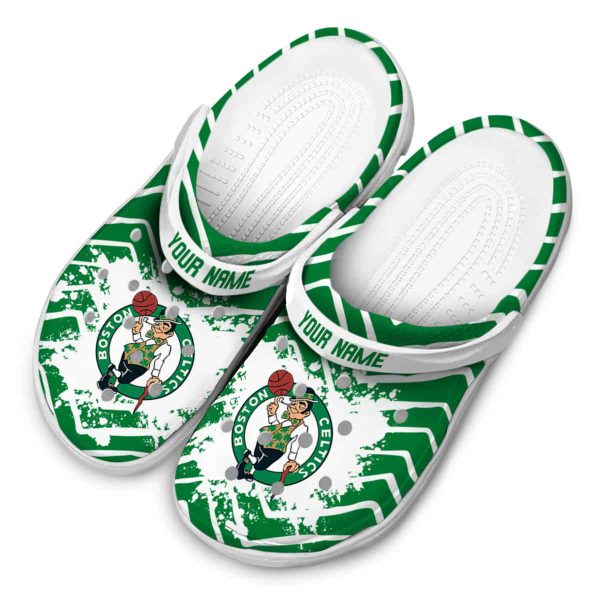 customized boston celtics zigzag paint burst crocs top rated