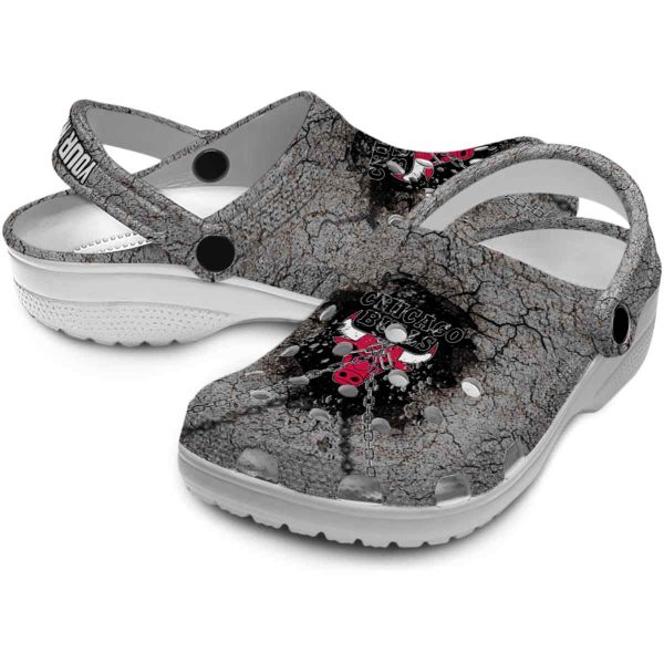 customized chicago bulls cracked ground texture crocs premium grade