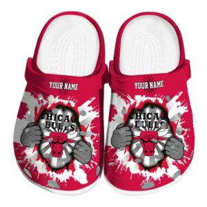 customized chicago bulls gripping hand crocs fashion forward