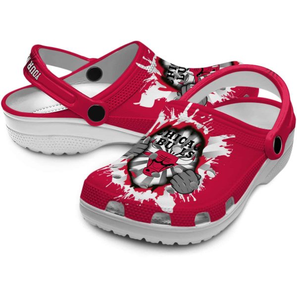 customized chicago bulls gripping hand crocs premium grade