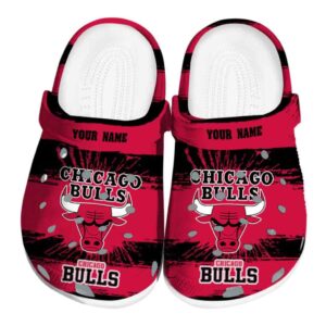 customized chicago bulls paint splatter graphics crocs fashion forward