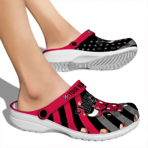 customized chicago bulls star spangled graphic crocs new arrival