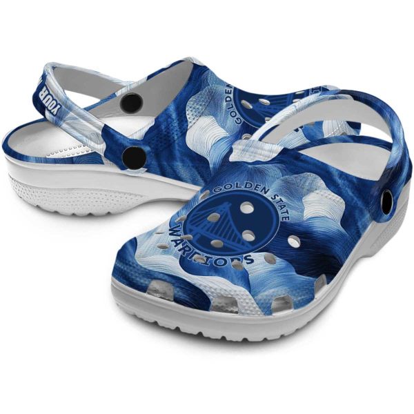 customized golden state warriors ocean waves crocs premium grade