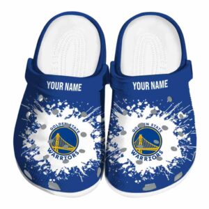 customized golden state warriors splatter background crocs fashion forward