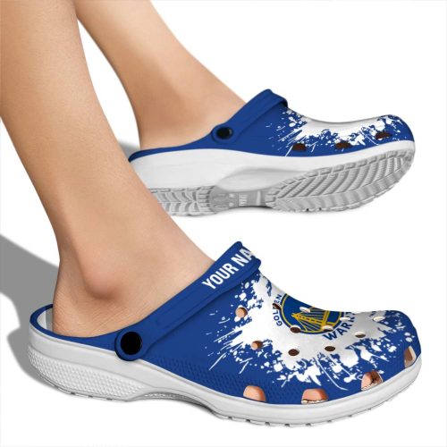 customized golden state warriors splatter background crocs new arrival
