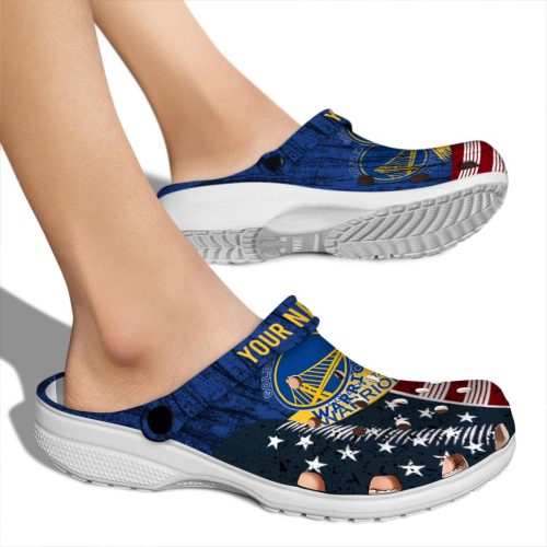 customized golden state warriors star spangled side pattern crocs new arrival