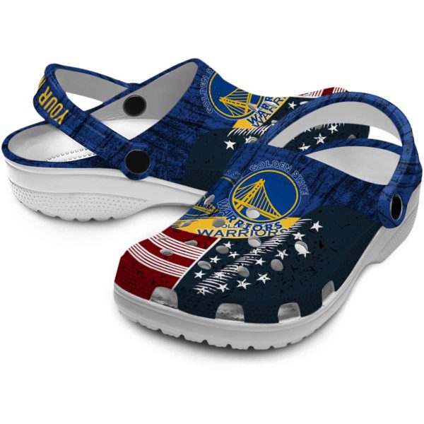 customized golden state warriors star spangled side pattern crocs premium grade