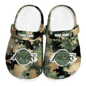customized los angeles lakers camouflage craze crocs fashion forward