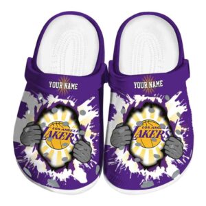 customized los angeles lakers gripping hand crocs fashion forward