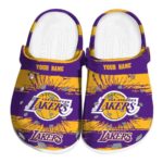 customized los angeles lakers paint splatter graphics crocs fashion forward
