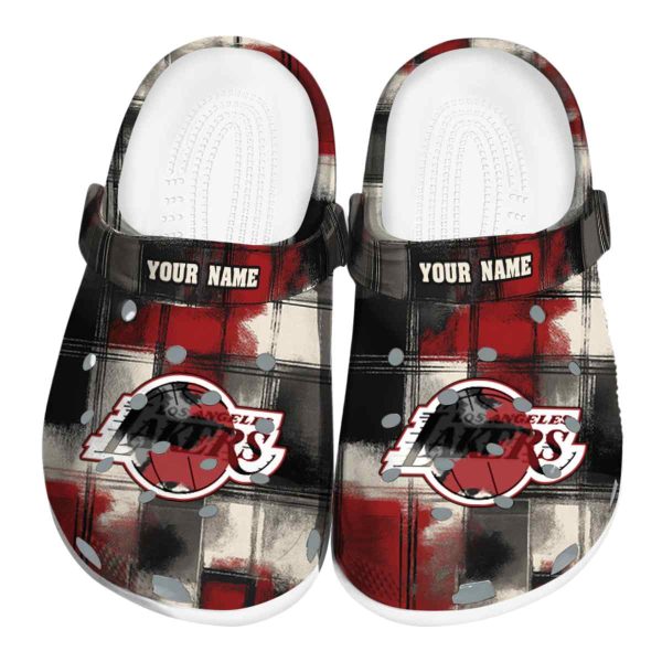 customized los angeles lakers plaid fusion crocs fashion forward