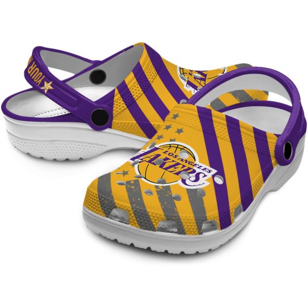 customized los angeles lakers star spangled graphic crocs premium grade