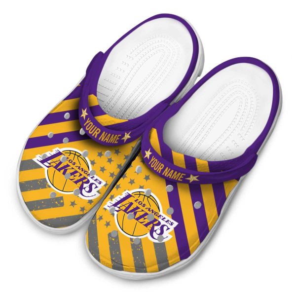 customized los angeles lakers star spangled graphic crocs top rated