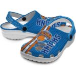 customized new york knicks contrasting stripes crocs fashion forward